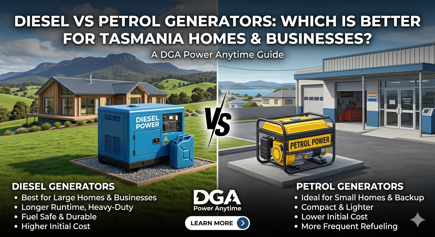 Diesel vs Petrol Generators: Which Is Better for Tasmania Homes & Businesses? | DGA Power Anytime